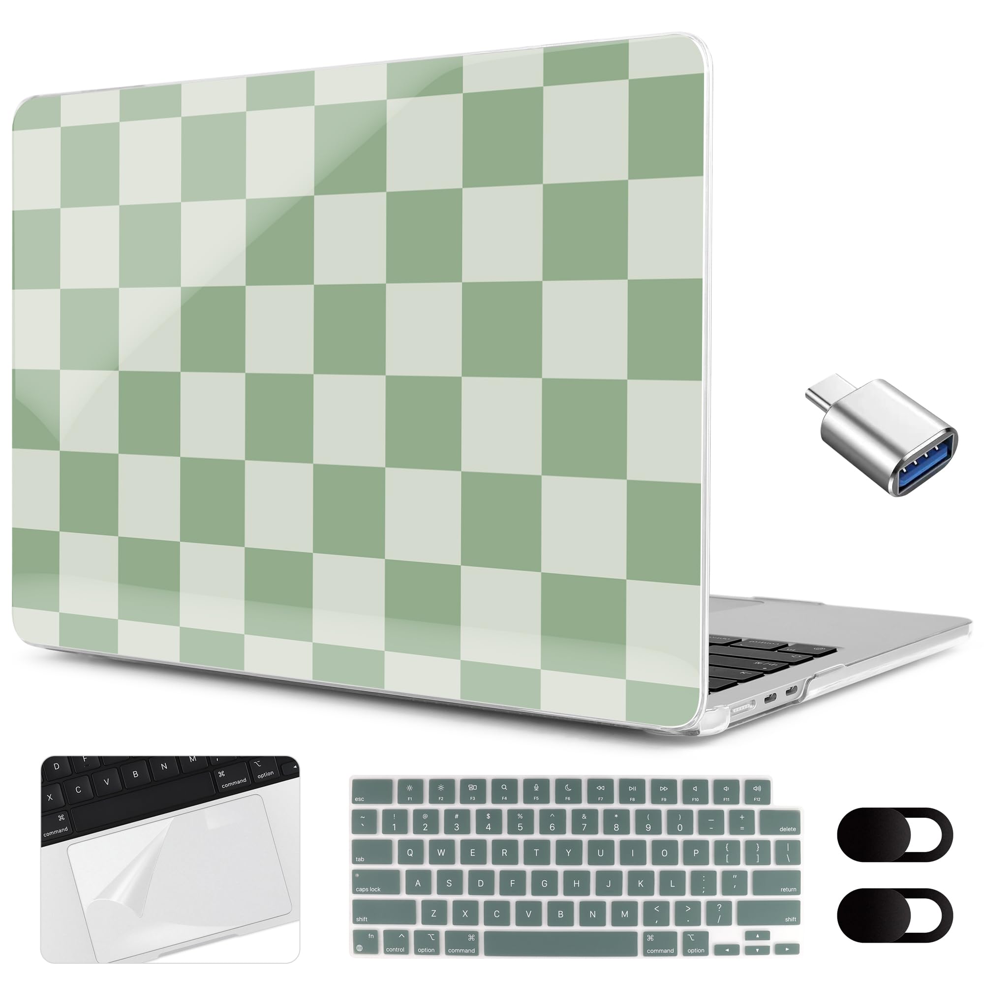 MEEgoodo Funda para MacBook Air de 15 pulgadas M4/M3/M2 2025 2024 2023, funda compatible con modelo (A3241/A3114/A2941) para MacBook Air de 15 pulgadas, laptop con teclado y cubierta de cámara y