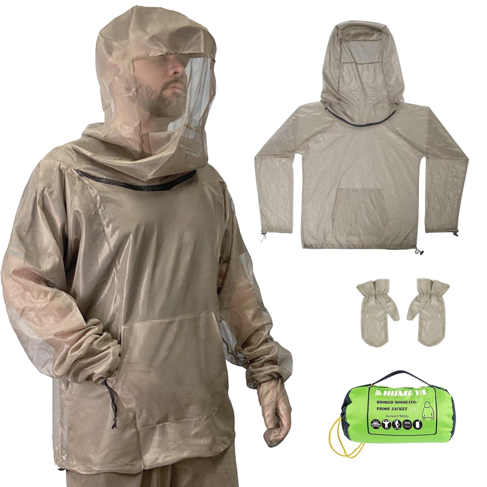 Mosquito Jacket, Bug Jacket with Hood for Men and Women, Ultra-fine Mesh Mosquito Net Suit Clothing Mitt-image-14