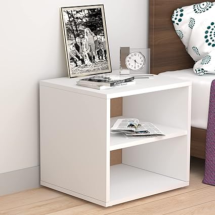Redwud Addy Multipurpose Stylish Wooden Sofa Side Table/Side Table for Living Room/Bed Side Table for Bedroom (White) D.I.Y