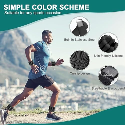 Miniatura 3 de ADLIFE 2lbs Adjustable Pilates Wrist Ankle Weights for Women, Silicone Wearable Arm Leg Weights Set of 2 (1lb Each) for Working out, Waterproof