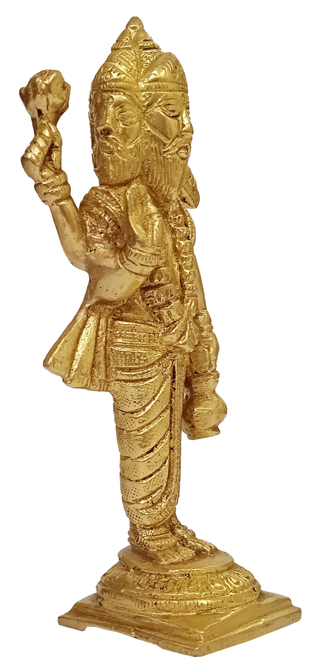 Purpledip Brass Idol Brahma (Thai Phra Phrom), Creator of Universe: Hindu God With Four Heads, Rare Collectible Statue (12045A) - Image 4
