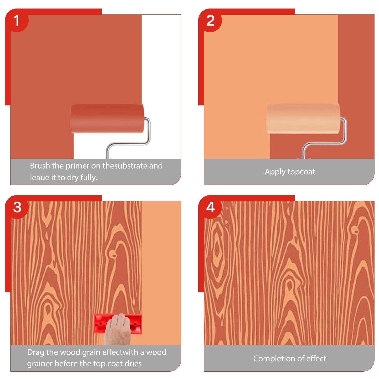 Rouleau à Grain Pour Effet Bois Peinture Décorative - 3 Pouces De Large, Marque Uxcell, Neuf