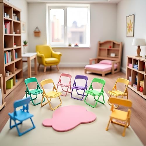 Miniatura 3 de Mini silla plegable de simulación, modelo de casa de muñecas, accesorios de silla plegable, casa de muñecas, accesorios de muebles de plástico en