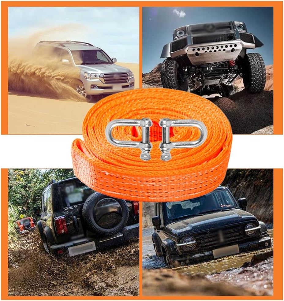 Nylon Tow Strap with Hooks Car Vehicle Heavy Duty Recovery Rope 6T Capacity Tow Rope, Tow Strap Heavy Duty, Recovery Strap for Car Truck Jeep(6t,5m)