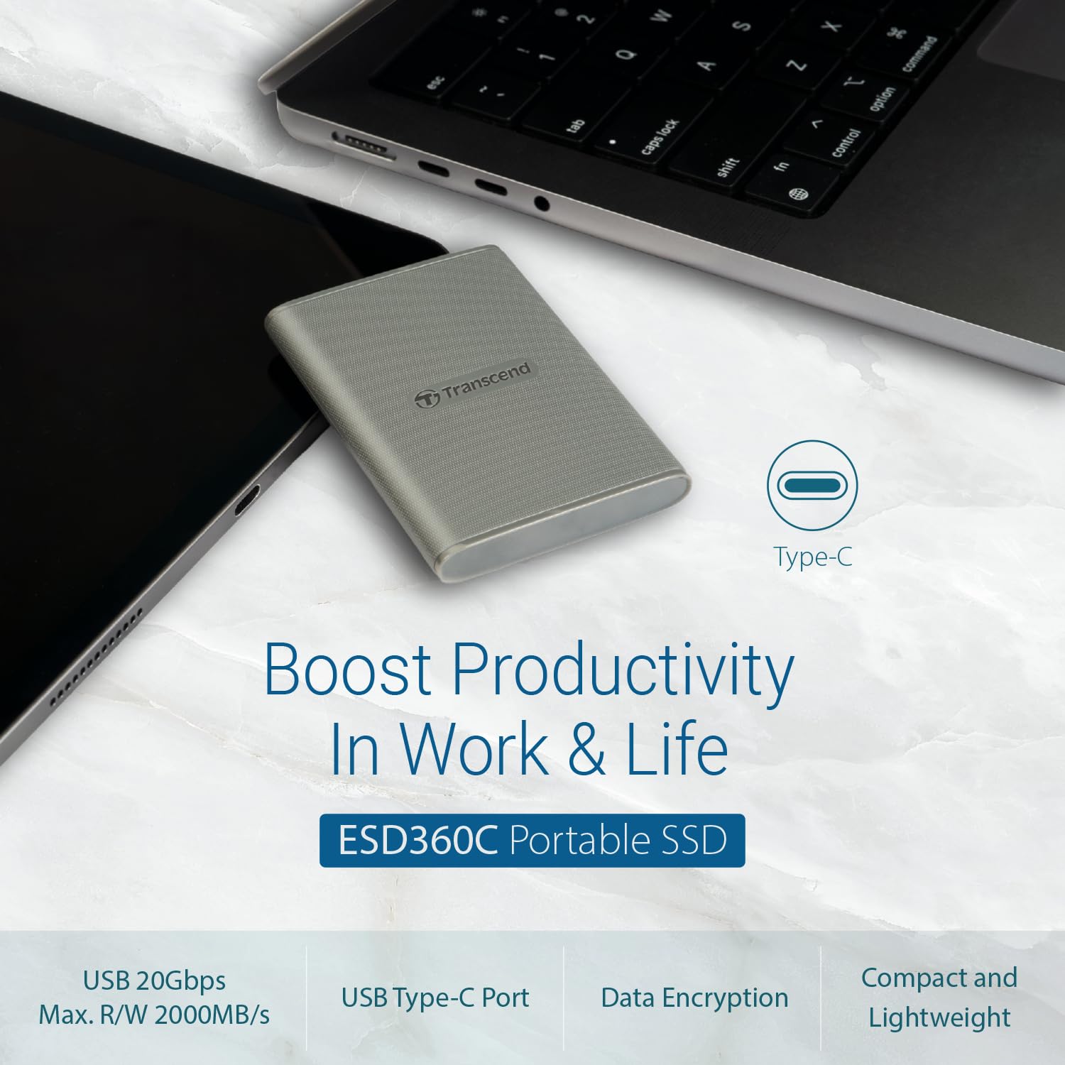 Transcend ESD360C 1TB USB Type-C 20Gbps SSD TS1TESD360C - Dettaglio