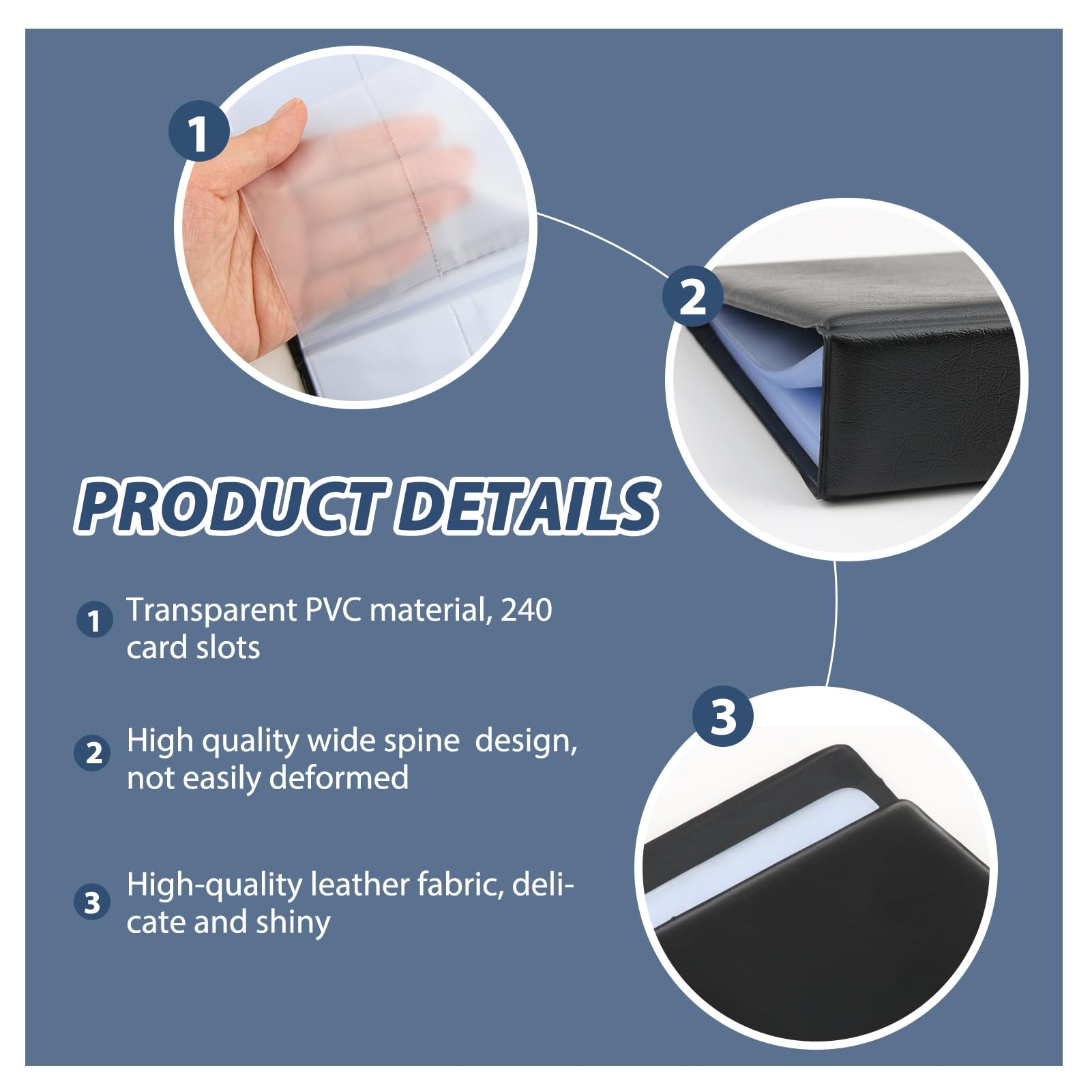 Portabiglietti Da Visita Zacro - 240 Carte, PVC Trasparente, Nero Elegante - Foto 12