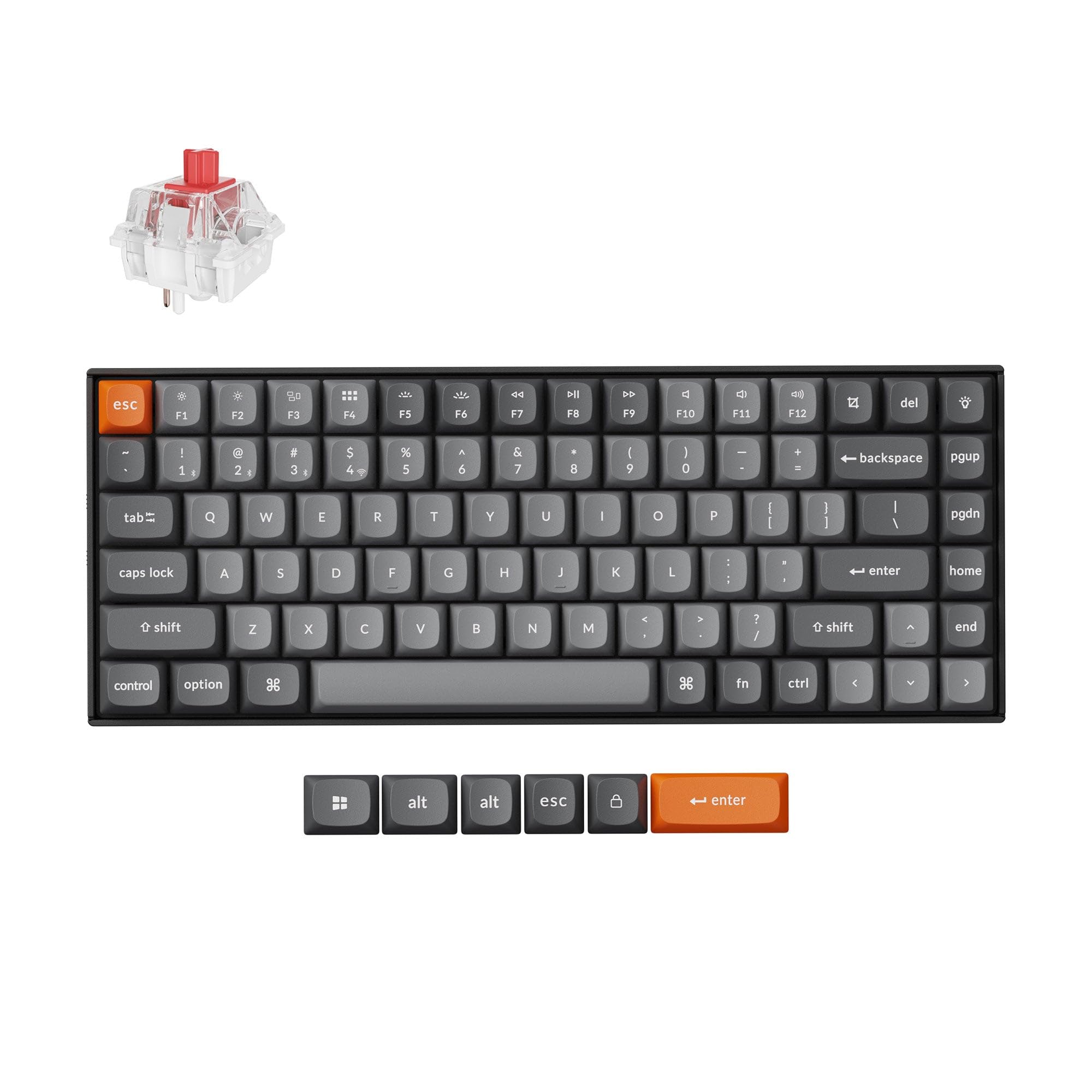 Keychron K2 MAX Tastiera meccanica wireless, 2,4 GHz/Bluetooth/USB-C, LED Bianco, QMK/VIA, Macro programmabili, PBT Keycaps, Per Mac Windows, Super Red Switch