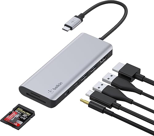 Miniatura 1 de Belkin Concentrador USB-C, estación de acoplamiento multipuerto 7 en 1 para MacBook y Windows - Entrega de energía USB-C de 85 W 3.0, HDMI 1.4 4K, 2