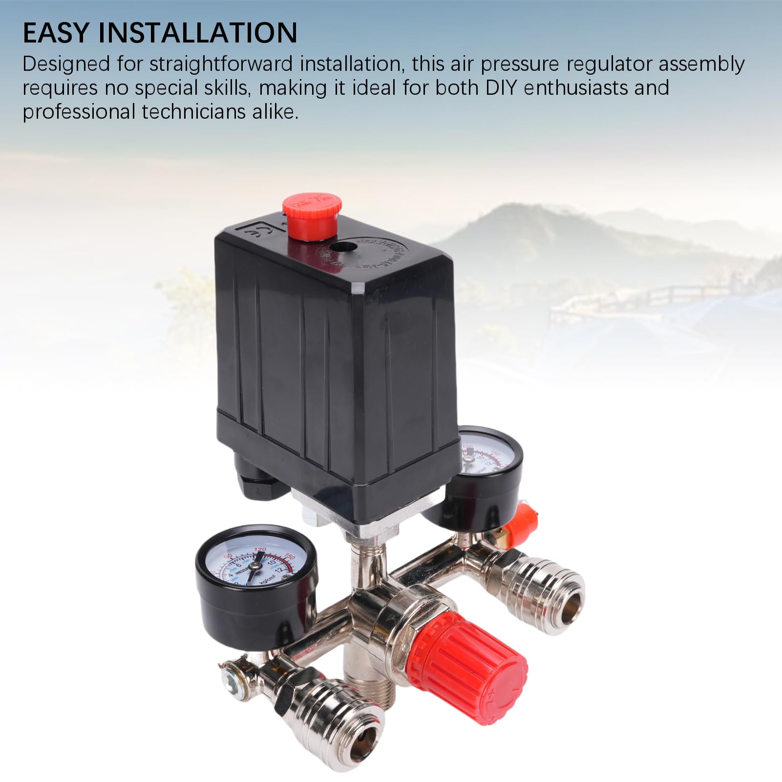Válvula de Control del Interruptor de Presión del Compresor de Aire, Piezas de Repuesto, 175 PSI Regulador del Colector de Interruptor Vertical con Reguladores de Control de