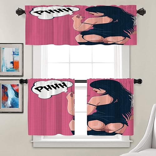 Miniatura 8 de Batmerry Cortinas de teñido anudado Shibori, de tinta abstracta, japonés, moderno, batik, para cocina, cortinas cortas de poliéster multicapa opacas