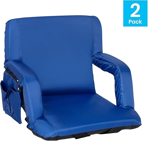Miniatura 4 de Flash Furniture Asientos de estadio portátiles para gradas o bancos, sillas de estadio acolchadas con correas para mochila y almacenamiento, paquete