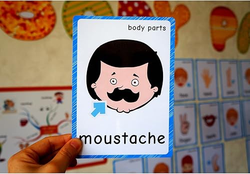 Miniatura 3 de SANTSUN 36 piezas de tarjetas flash My Body Parts para niños pequeños, con agujeros perforados, para que puedas ordenar y organizar las tarjetas
