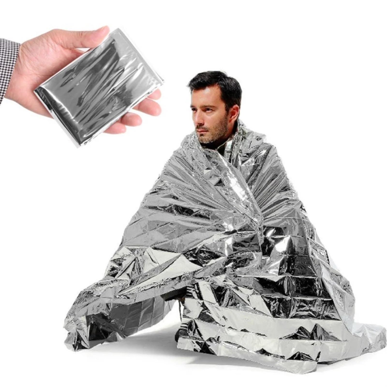 Manta térmica de Emergencia for Exteriores, Calentador de Cuerpo, Manta de Aluminio, Primeros Auxilios, Camping, Senderismo, Viaje, 1-30 Uds.(160X210cm 20PCS A)