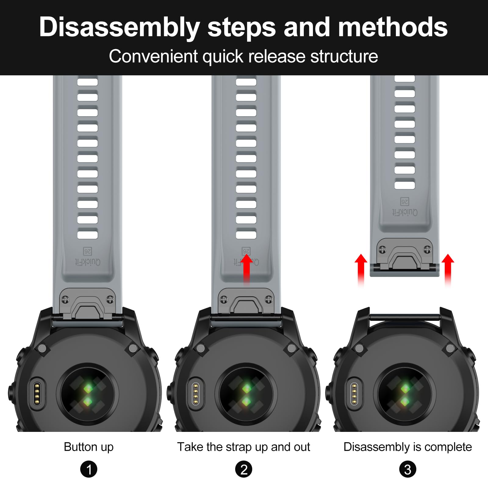MYSNBKN Watch Strap for Fenix 8 51mm/Fenix 7X Pro/Fenix 7X/Fenix 6X Pro/Fenix 6X/Fenix 5X/Fenix 5X Plus/Fenix 3/Fenix 3 HR - Image 2