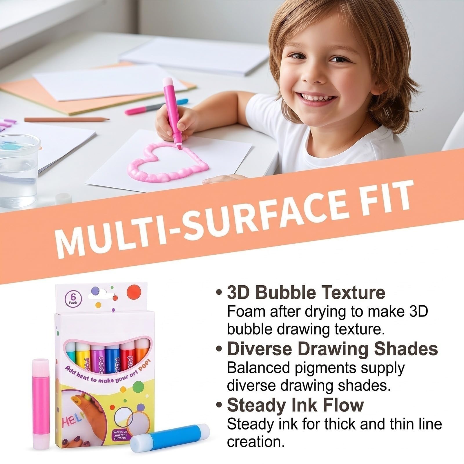 School Art Project Supplies nietoksyczne puffy pióra kreatywne DIY DrawingTools | Długopisy do rysowania bąbelków scrapbooking, karta podarunkowa, kreatywne hobby kredki z efektem akwareli z nadrukiem 3D
