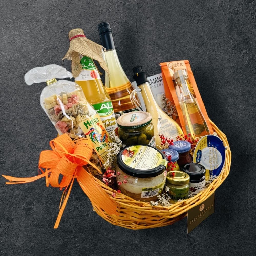 Geschenkkorb Landleben | Hochwertiger Präsentkorb mit Leckereien aus der Region | Ideal als Geschenk für Natur- und Landliebhaber | Perfekt verpackt und bereit zum Verschenken