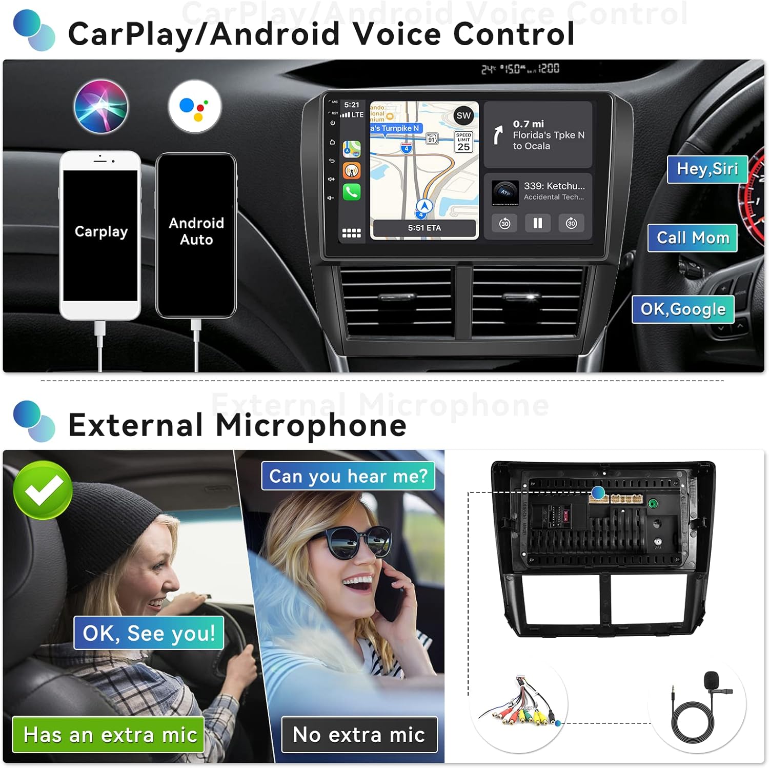CarPlay and Android Auto voice control features
