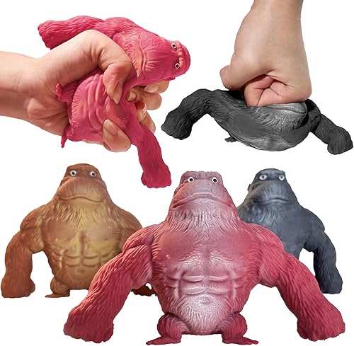 Squishy Monkey Stretch Gorilla Toy – Paquete de 3 juguetes elásticos de mono sensorial grande, para aliviar el estrés, figuras de gorila para