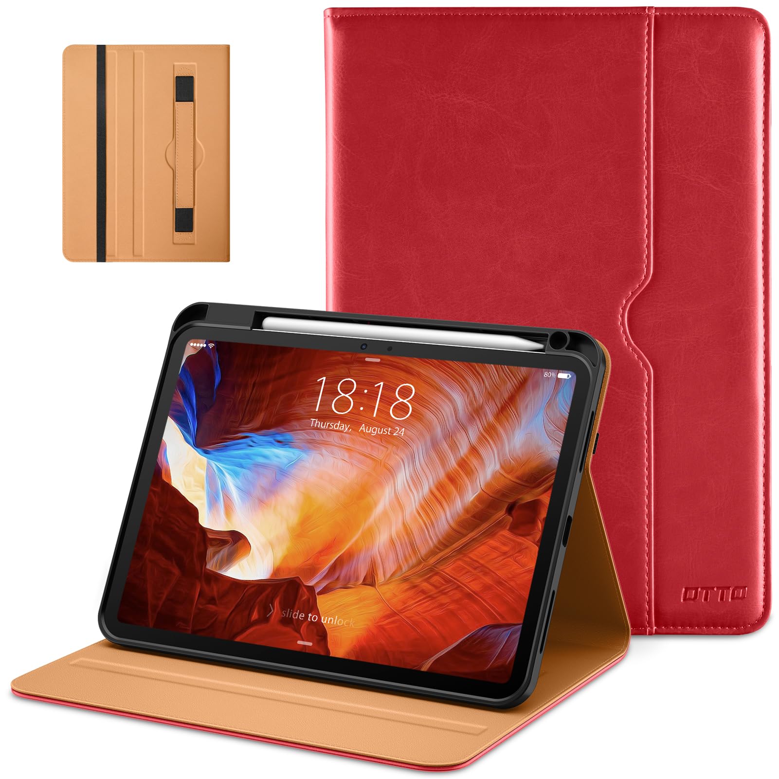 DTTO for iPad Pro 11 inch Case (M5/M4) 2025/2024, Premium Leather Business Folio Stand Cover with Pencil Holder - Auto Wake/Sleep and Multiple Viewing