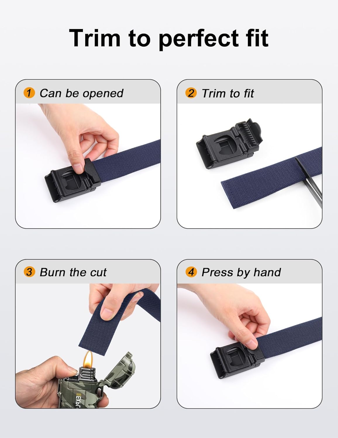 JUKMO Stretch Tactical Belt for Men,2 Pack Military Work Rigger Hiking 1.5" Elastic Nylon Web Quick Release Belt in Gift Box - Image 8