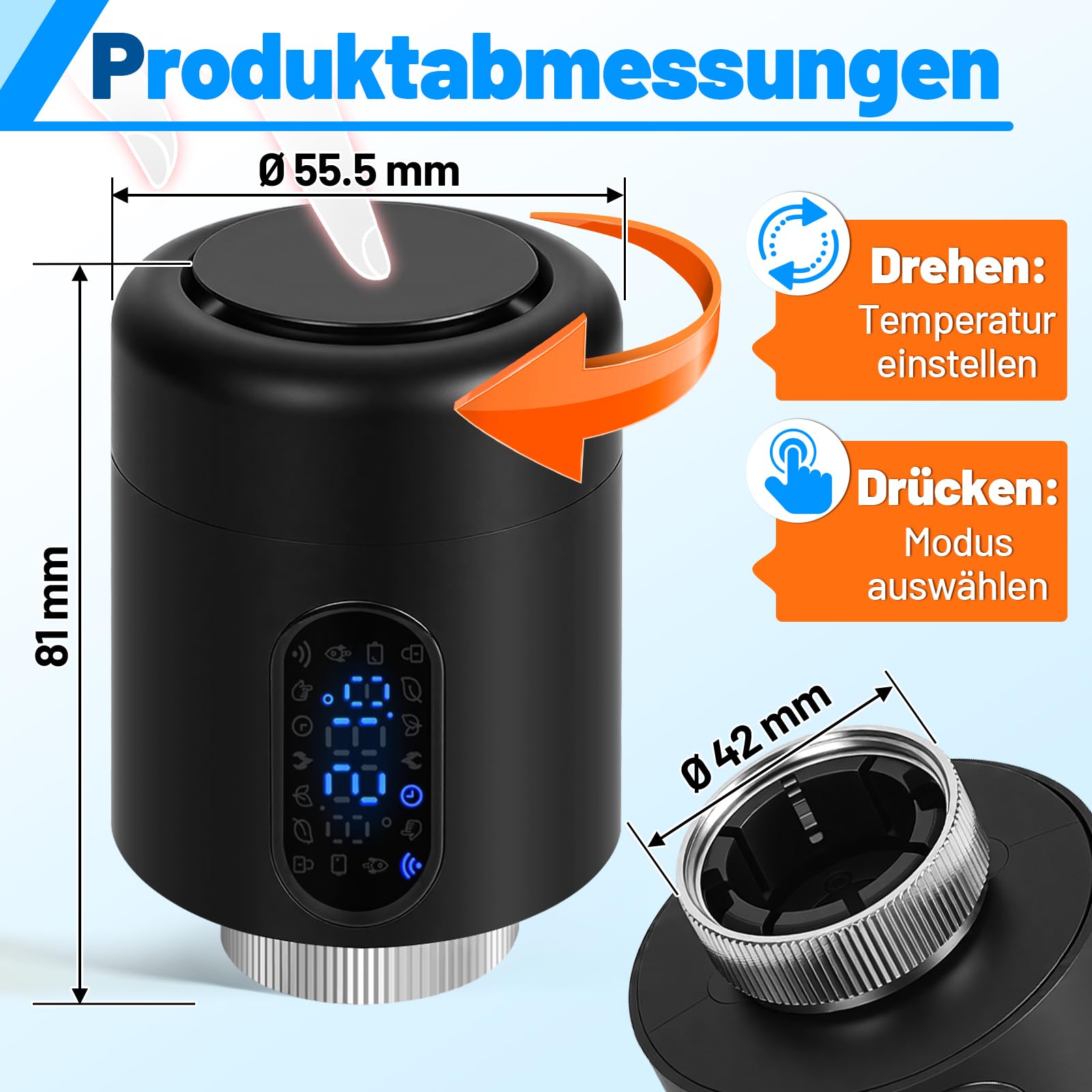 Termostat grzejnikowy, WiFi Smart termostat grzewczy ze sterowaniem za pomocą aplikacji, w zestawie 5 adapterów, nie wymaga bramki, kompatybilny z Alexa i Google Home, do grzejników