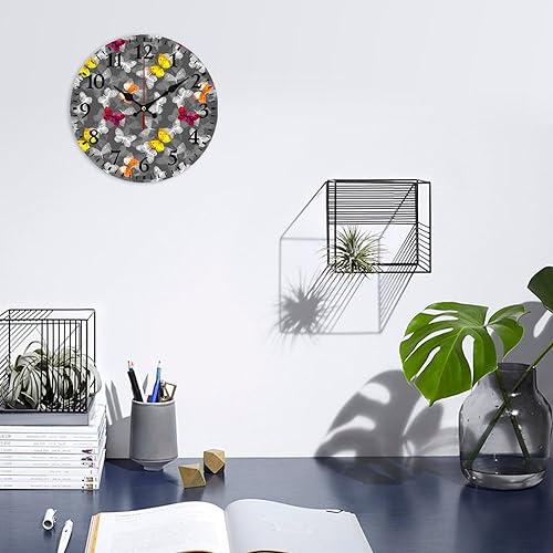 Miniatura 4 de Reloj de pared con mariposas coloridas, silencioso, sin tictac, funciona con pilas, fácil de leer, para decoración de la sala de estar en casa,