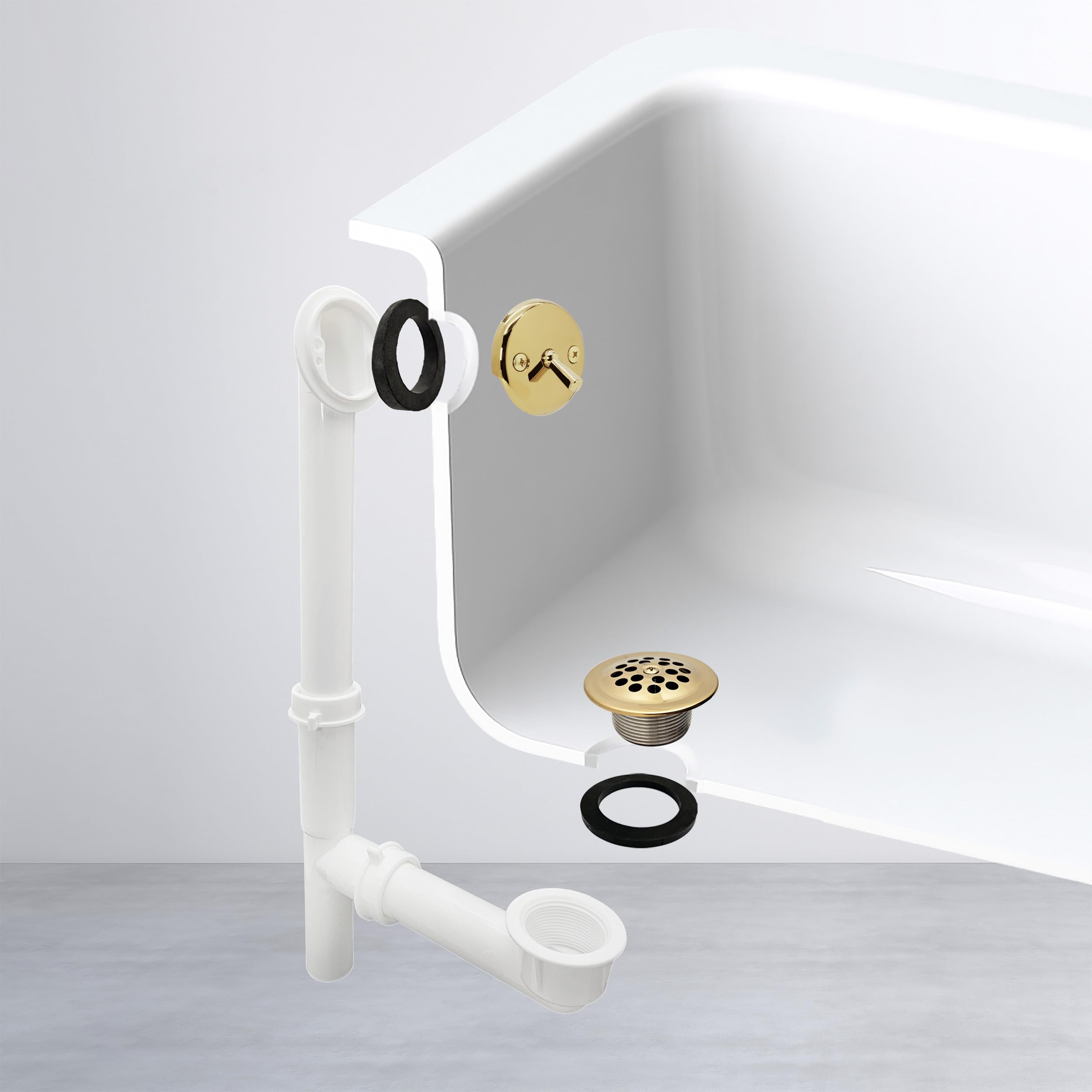 Westbrass 592244-01 Residuos tubulares de baño de 1 1/2 Pulgadas de Color Blanco, latón Pulido
