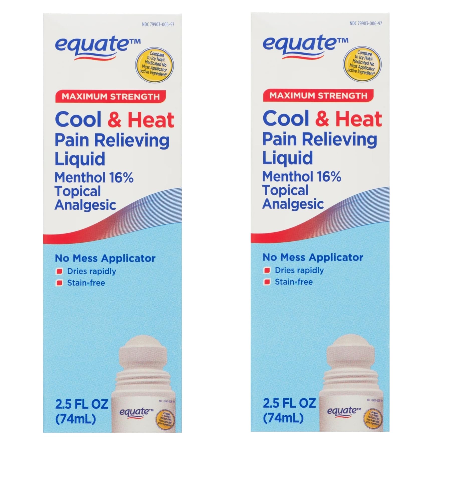 Equate Maximum Strength Cool & Heat, Equate Cool & Heat Pain Relief, Joint Pain Relief, 2.5 fl. oz, Pack of 2