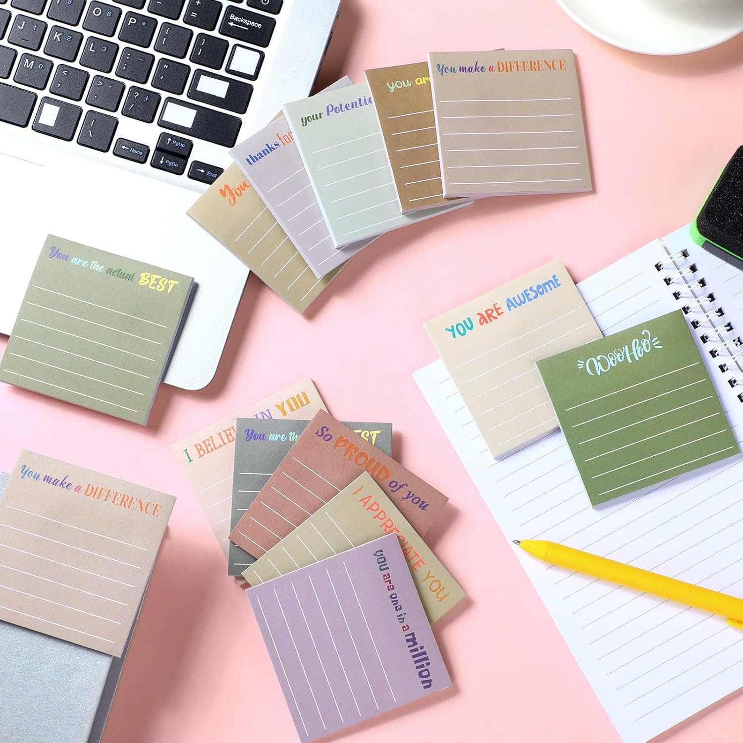 Yinder 48 Pcs Inspirational Sticky Notes Cute Motivational Sticky Notes Pad End of Year Employee Appreciation Gifts Bulk for Teacher Nurse Coworkers Office Supplies 3 x 3'' (Appreciation,Boho)