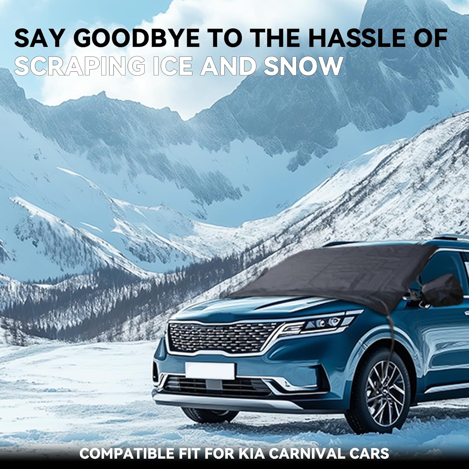 Windshield Cover for Ice and Snow for Kia Carnival/Sedona 2015-2025 2026 Oxford Defense Van Accessories 2 Layers All Weather Windshield Snow Cover Winter Sag-Proof Frost Protector for Minivan
