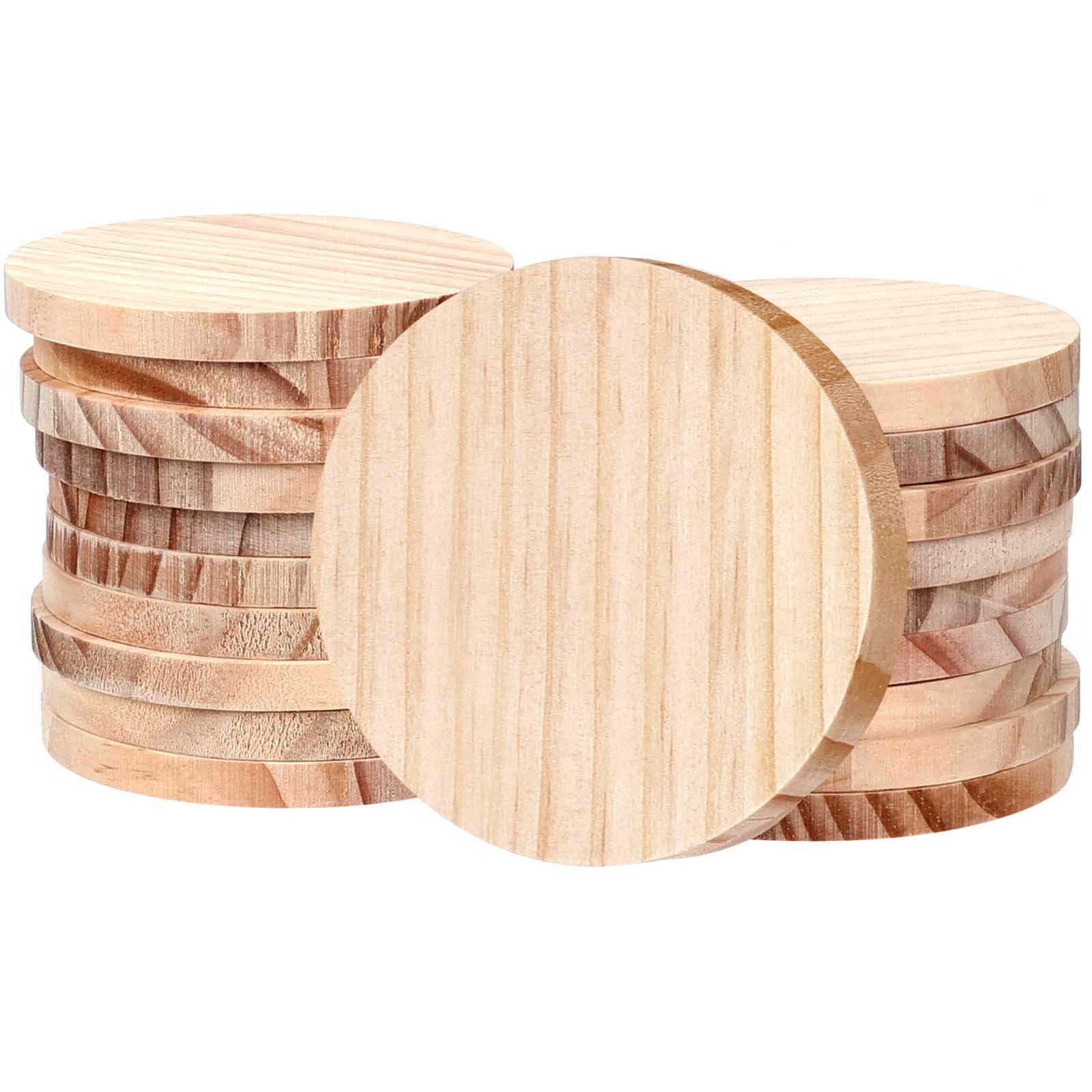 Ronde houten schijven, houten cirkels, 100 stks houten schijf ornamenten houtsnijwerk schijf stukken hout ronde schijf voor ambachten DIY(5CM