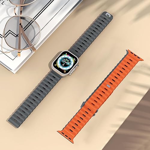 Vista 51 de Paquete de 2 correas deportivas oceánicas compatibles con Apple Watch Band Ultra 2/Ultra SE Series 9/8/7/6/5/4/3/2/1, correas de silicona para Abyss