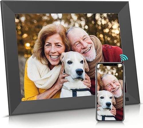 Miniatura 1 de BSIMB Marco de fotos digital WiFi de 10 pulgadas, 32 GB, marco de fotos digital con pantalla táctil, comparte instantáneamente imágenes y videos a