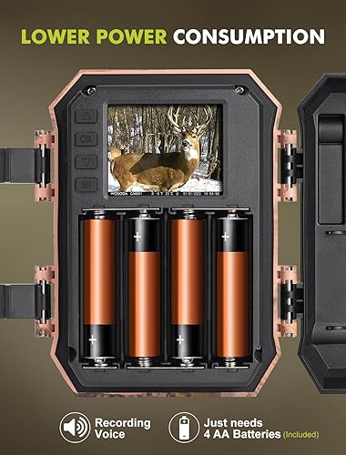 Miniatura 3 de WOSODA Mini cámara de rastro 4K, juego de 36 MP con pantalla LCD de 2 pulgadas, cámara de caza de velocidad de disparo de 0.2 s con visión nocturna,