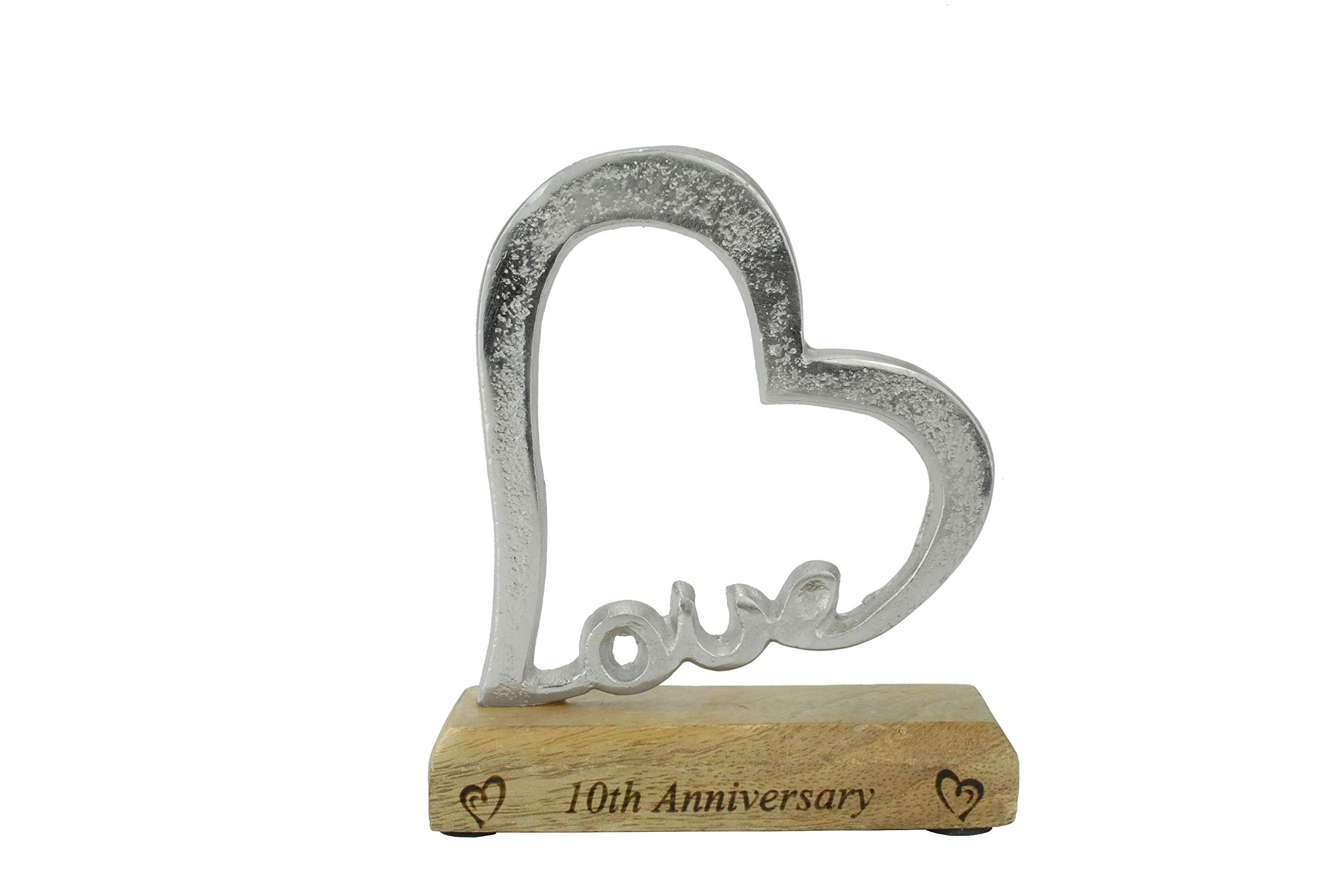 Cœur en aluminium rustique Hsslove10, le cadeau symbolique idéal pour fêter un 10e anniversaire.