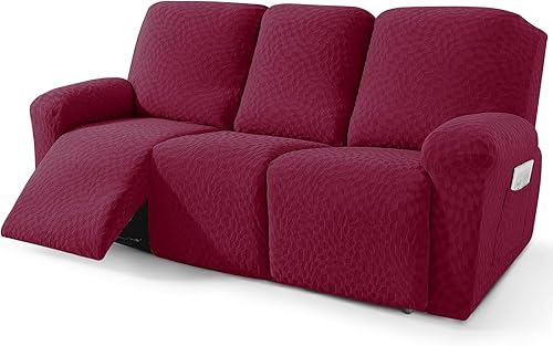 ZNSAYOTX Funda reclinable para sofá, color rojo vino