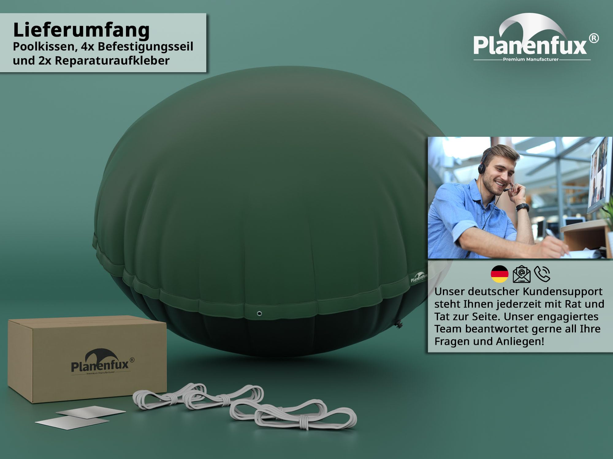 Planenfux® Poolkissen rund Winter Ø 400 cm (für Ø 400-500 cm Pools) | 4m XXL Pool Luftkissen | Pool Kissen Winterfest | Chlorbeständiges Abdeckkissen für 396 cm, 427 cm, 460 cm & 488 cm Rundpool
