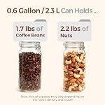 ComSaf Grandes jarres carrées en verre avec lids hermétiques, containers de rangement de garde-manger 78oz/2.3L 3-Pack Canette de stockage hermétique, pot Mason Alternative pour la farine en vrac, sucre, riz, café & Marchandises sèches. Riz à sucre de farine, Cafetière, Pantry organizatio