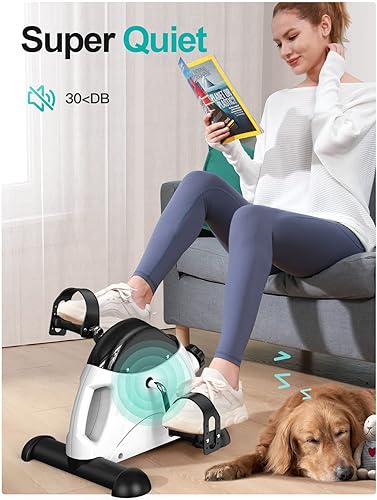 Miniatura 4 de Cyclace Ejercitador de pedales de bicicleta debajo del escritorio para ejercicio de brazos/piernas, mini bicicleta de ejercicio portátil,