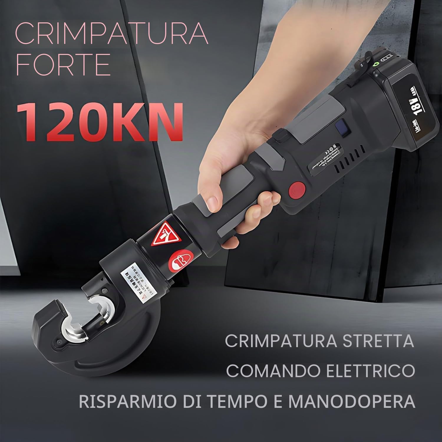 Crimpatrice Elettrica Per Tubi In Rame e alluminio, Utensile di Crimpatura Idraulico Elettrico (16-400mm²), Pressatrice Multistrato Professionale, per Officine Auto e Installazioni Solari