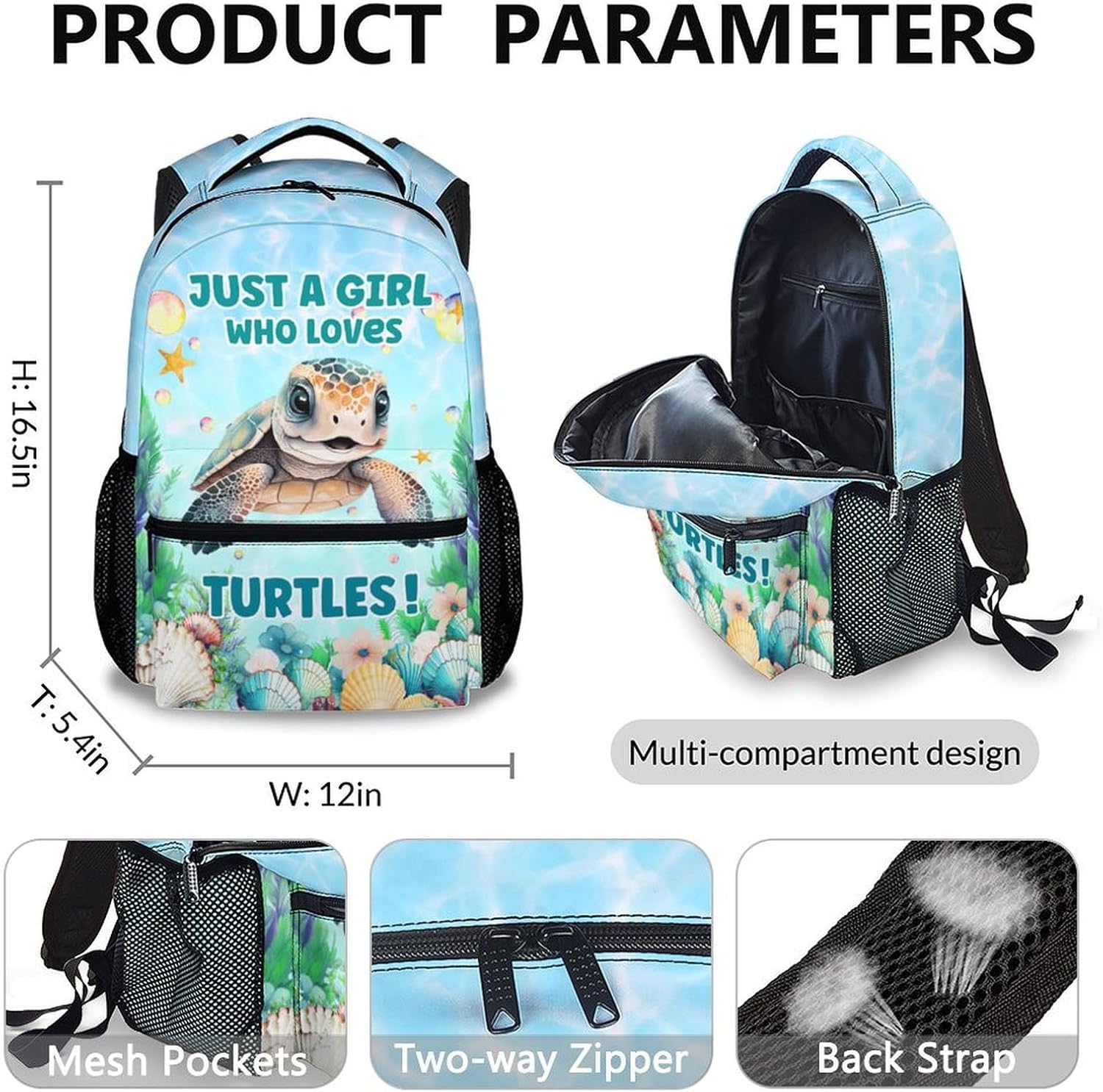 Kids Backpack Set with Lunch Box Pencil Case, Cute Turtle Backpacks for School Preschool Elementary, Set of 3 Bookbag Lunch Bag Pencil Pouch Matching Combo, School Suppies for Turtle Lovers
