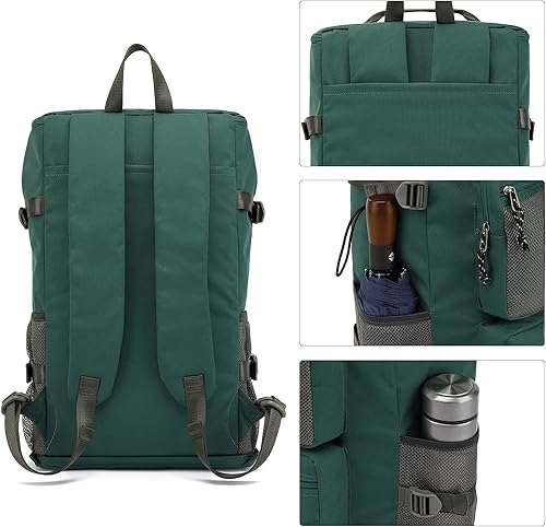 Miniatura 3 de Bolsa de gimnasio Kalesi con compartimento para zapatos, mochila de lona de 4 vías impermeable para viajes, deporte, senderismo, portátil, Verde,