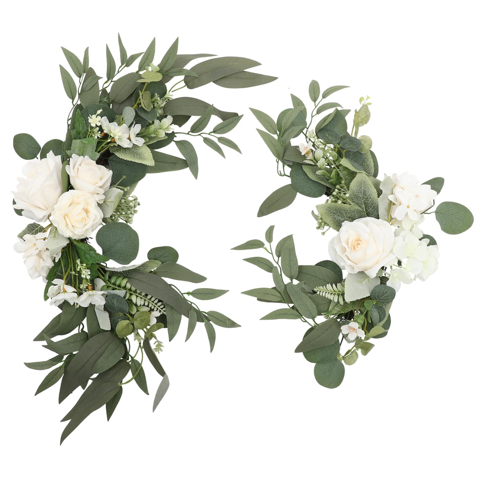 Künstliche Rosen Blumengirlande aus Stoff in Weiß für Hochzeit mit Abschlussstimmung Praktischer Nie Verwelkender Blumenschmuck als Willkommensschild und Empfang