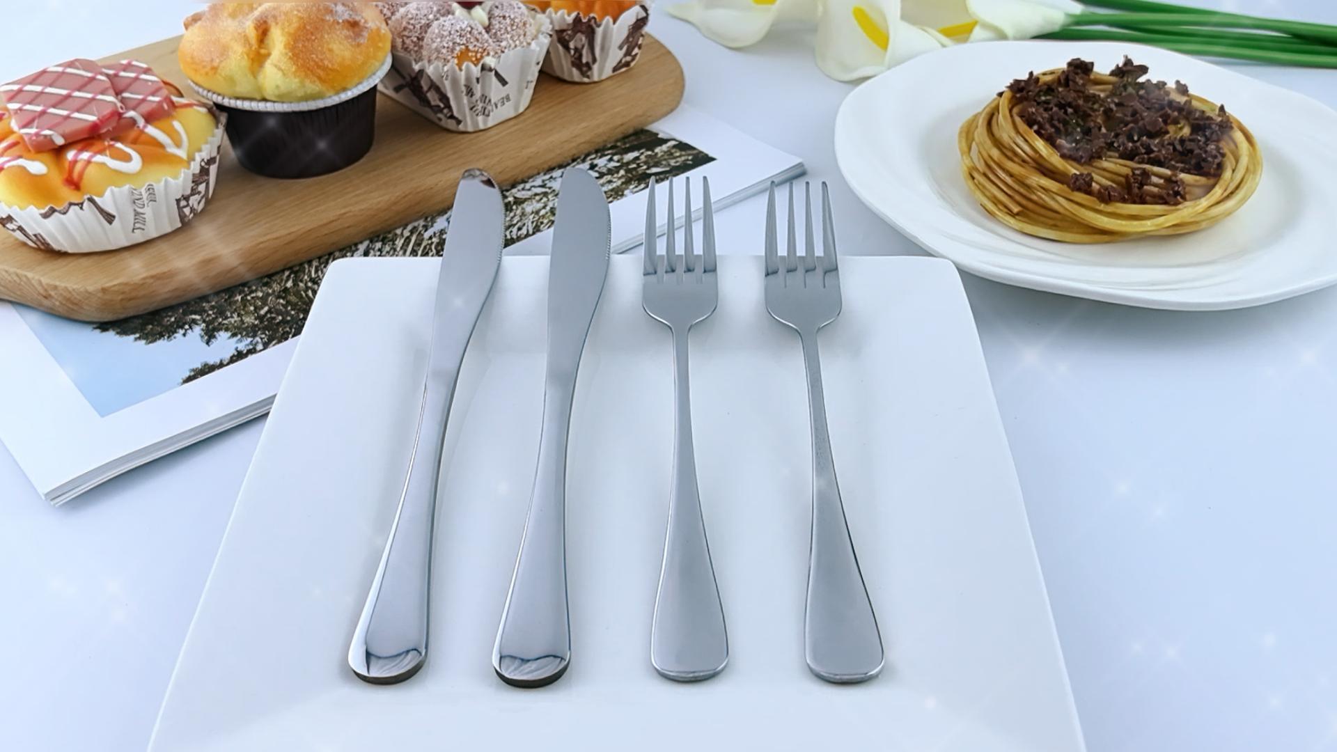PionStar 24 Stück Messer und Gabelsets, Edelstahl Besteck Set 12 Personen