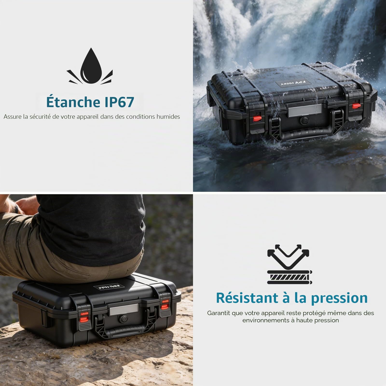 FPVtosky Valise Rigide pour DJI Avata 360 & RC 2 – IP67 Étanche, avec Place pour Tapis d'Atterrissage, Station de Charge Accessoires [UNIQUEMENT LA VALISE]