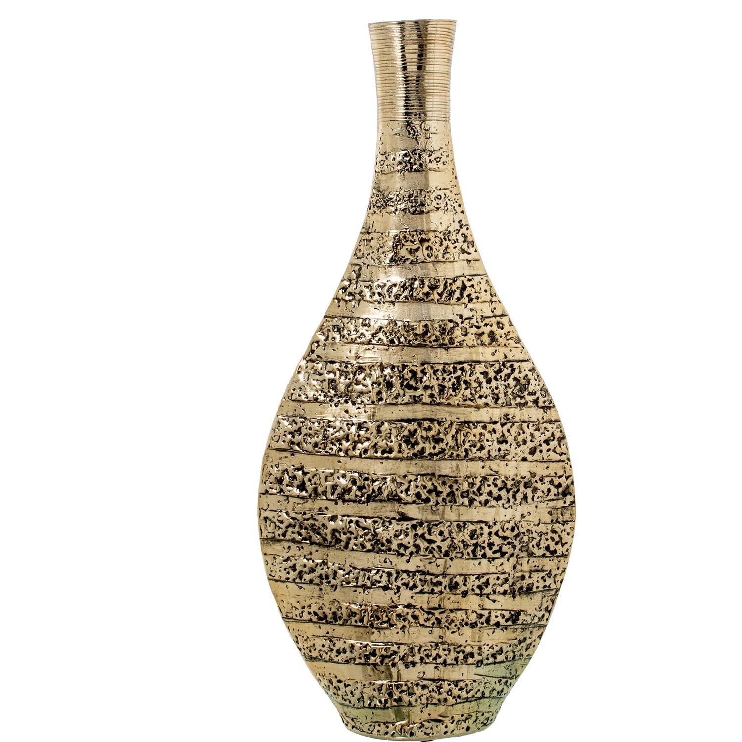 Vase de sol doré en aluminium 66 cm pour sublimer un salon moderne