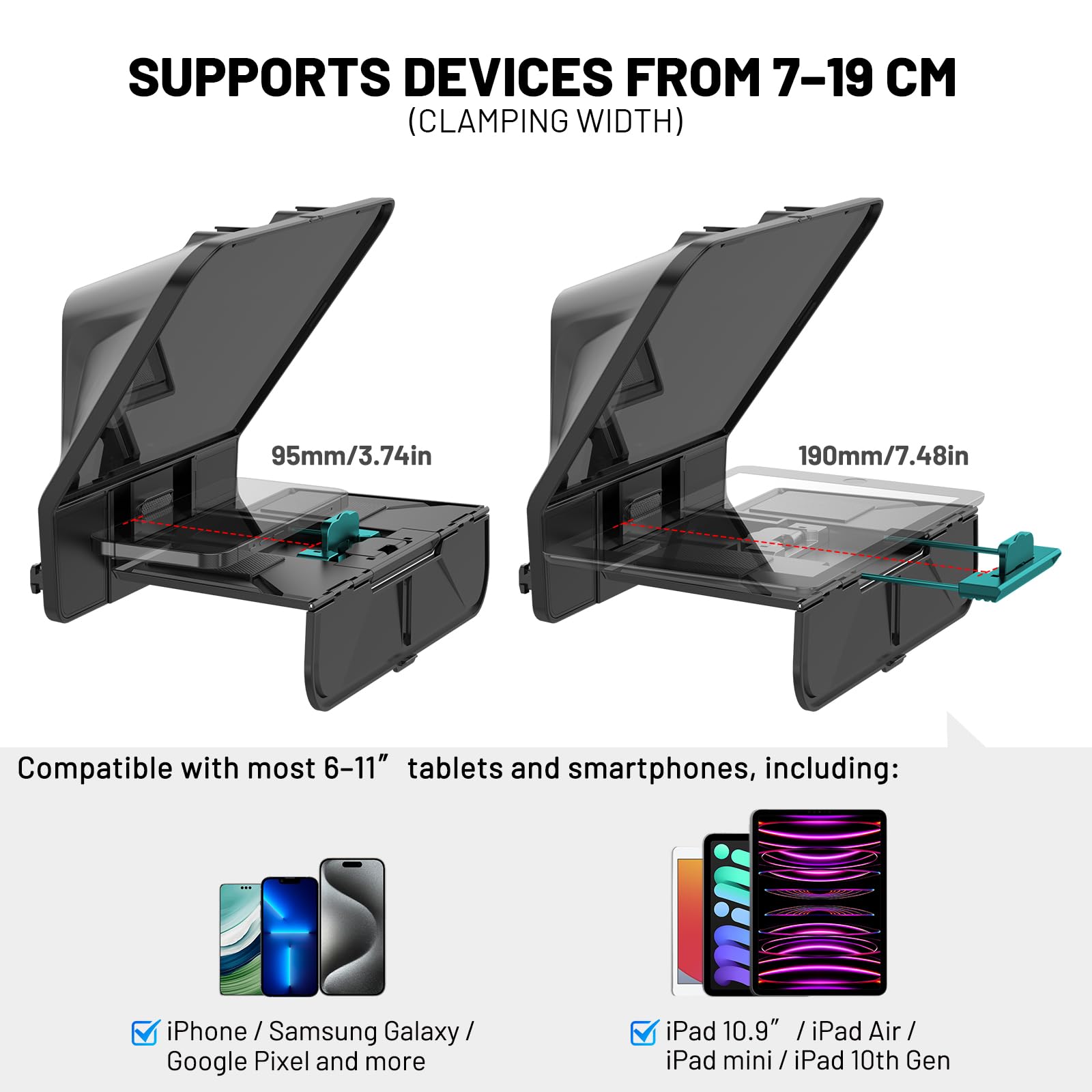 Desview T5 Téléprompteur Portable pour Smartphone, iPad et Caméra DSLR | Jusqu'à 11" iPhone/Tablettes, Télécommande Bluetooth & Application, pour Enregistrement Vidéo YouTube Live Streaming