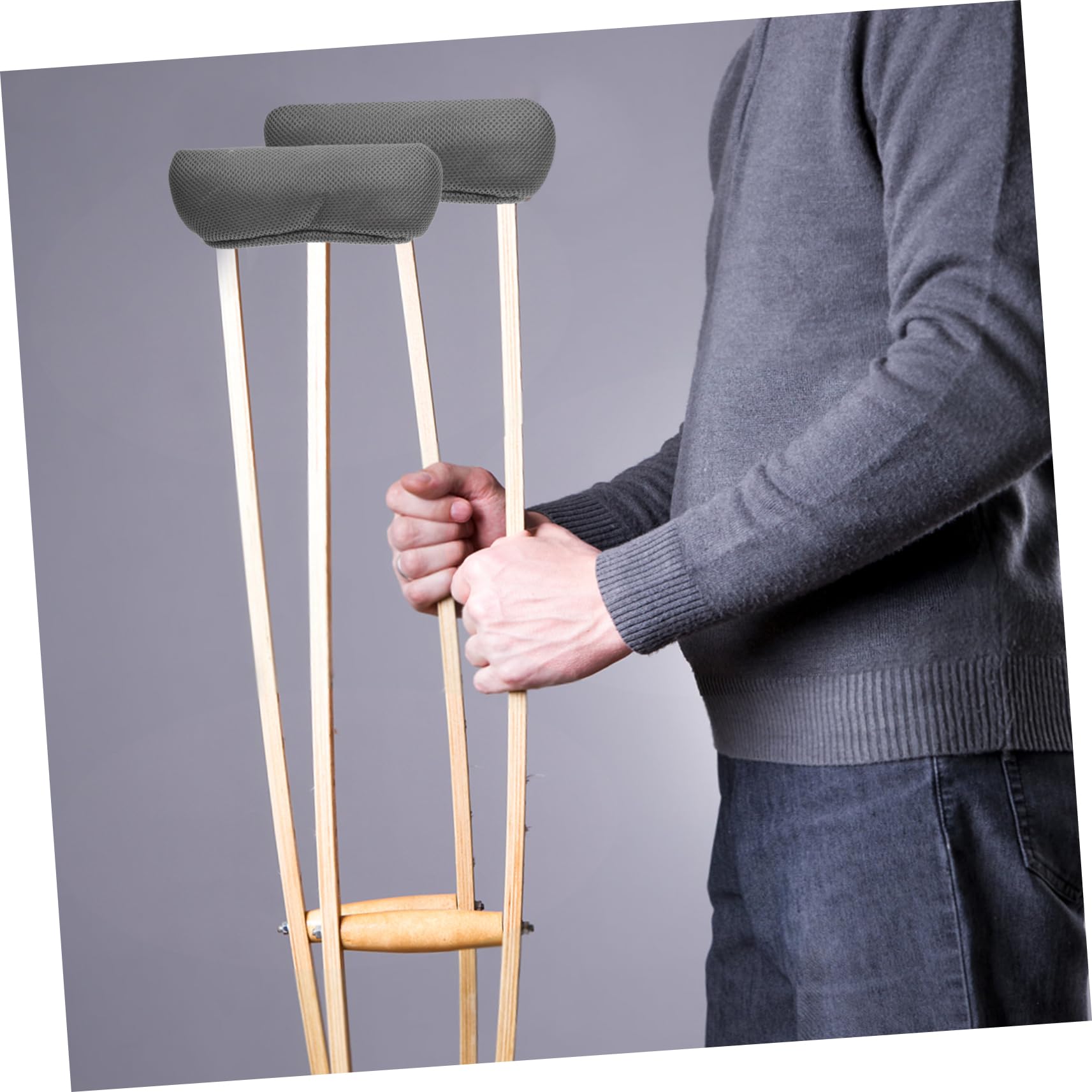 Almohadilla para Muletas Acolchada de Algodón y Esponja, 1 Par | Funda para Axilas Reutilizable, Diseño Grueso, Patrón Interior Aleatorio, Accesorio Reemplazable