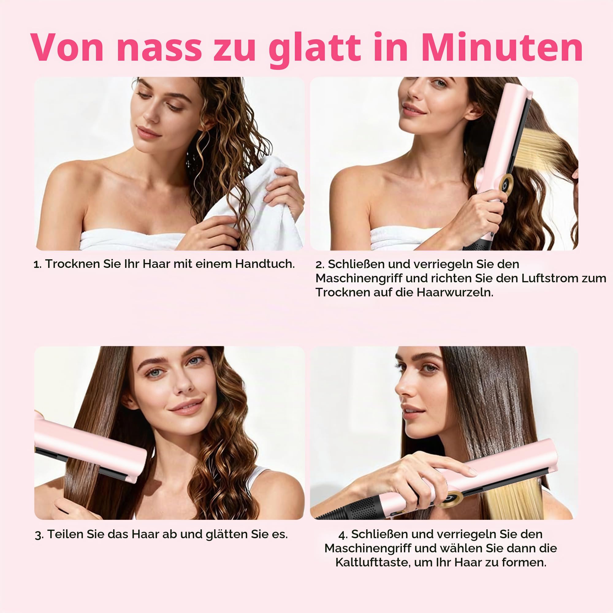 OKWRAP Air Straightener 110000RPM Föhn Glätteisen Haarglätter mit Luft1200W | Air Straightener 110000RPM, Föhn Glätteisen, Haarglätter mit Luft 1200W, Glätteisen mit Föhn Nasse Haare Keine Hitzeschäden