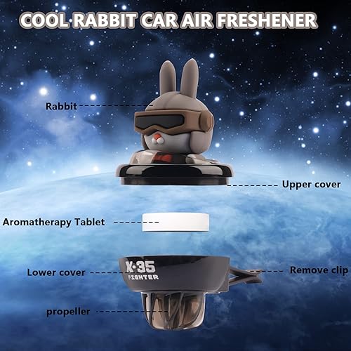 Miniatura 2 de Jimtyee Ambientador de aire para coche, lindo conejo de dibujos animados, difusor de coche, salida de aire automotriz, decoración creativa de